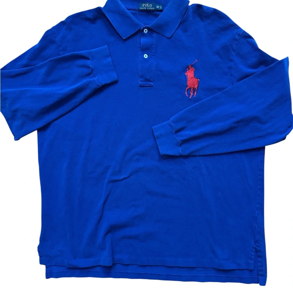 Polo Ralph Lauren Men’s Long Sleeve Polo Shirt Size 2XLT Tall Blue Big Pony Logo